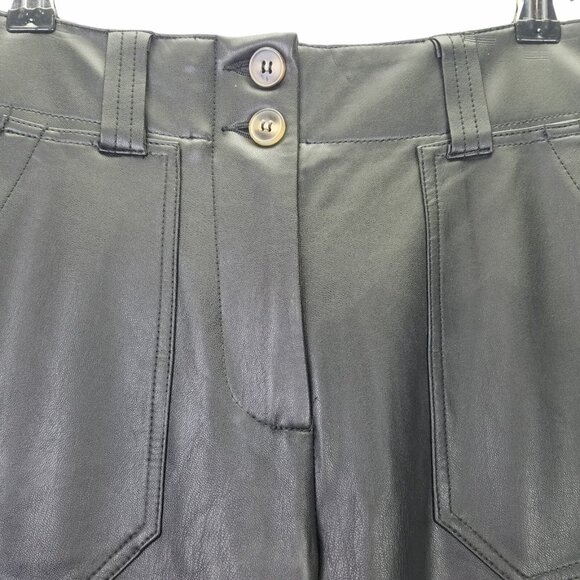 Maeve Colette Pants Women's Sz 0 Black Faux Leather Wide Leg Anthropologie 28x31 - Picture 3 of 16
